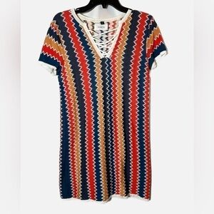 Thalassa Sweater Dress Multicolored Chevron Retro 70s